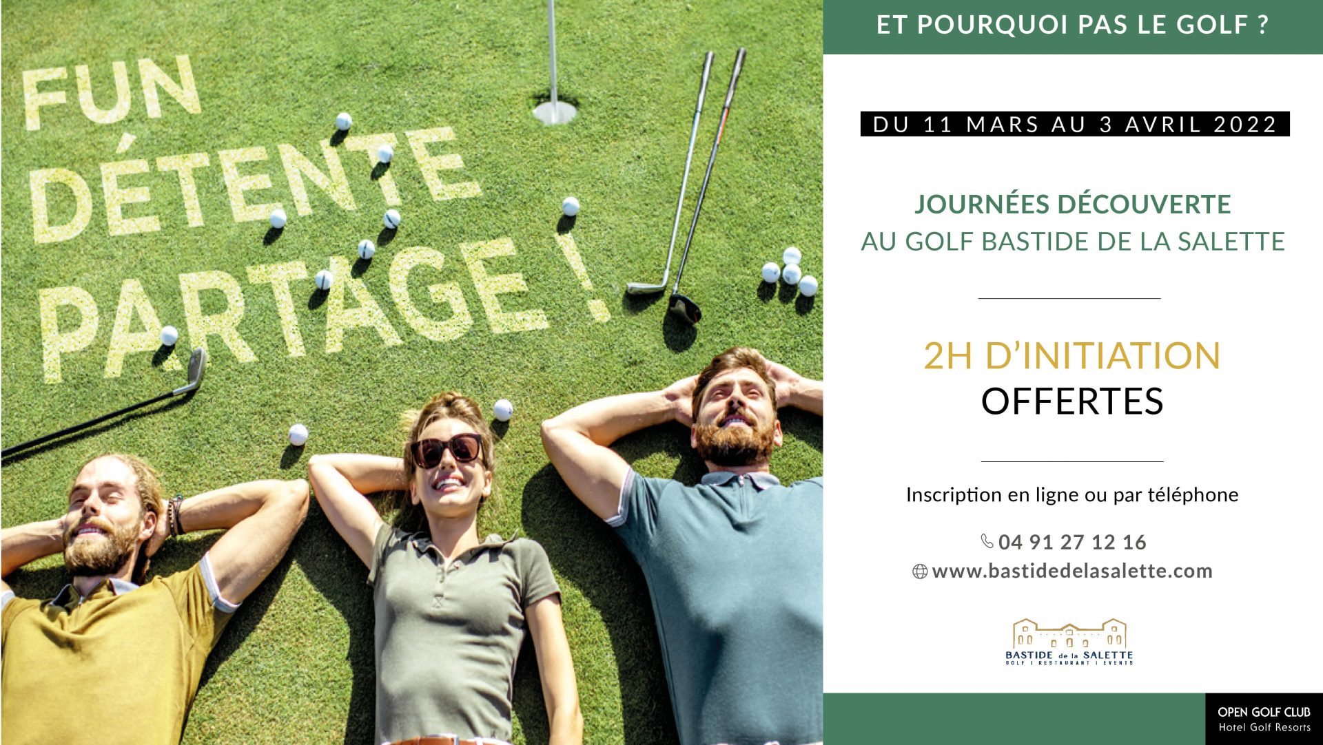 Journée découverte Golf Bastide de la Salette - tester le golf gratuitement